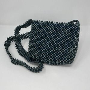 Bijoux Terner Blue Beaded Over The Shoulder Small Purse